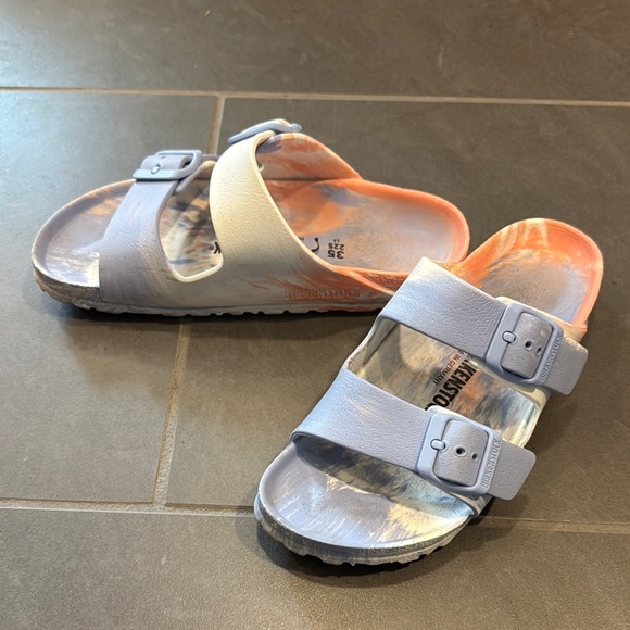 Birkenstock Blue and Red Sandals with Contoured Footbed - Picture 2 of 4